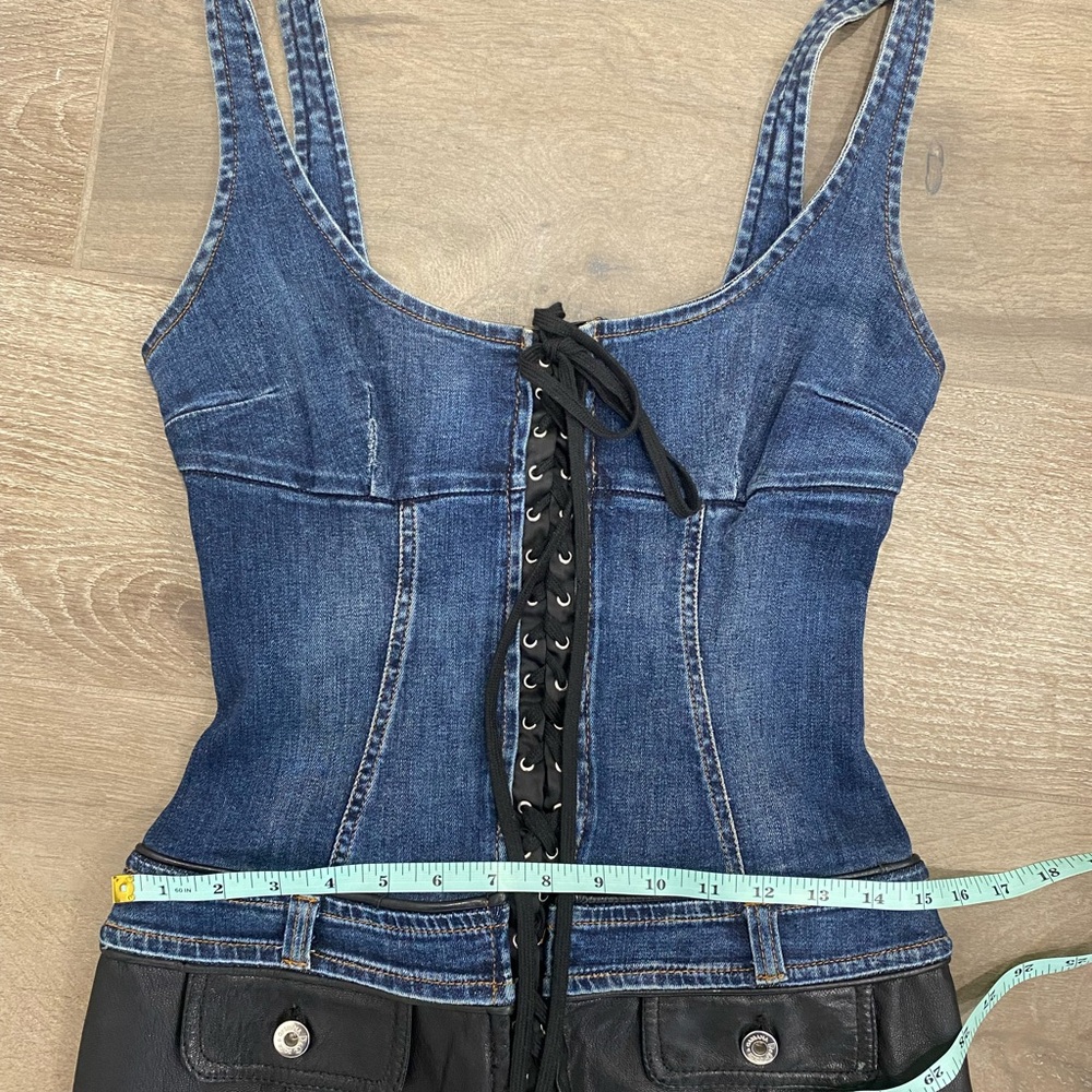 Vintage 90’s D&G Blue Denim and Black Leather Dress - Picture 13 of 16